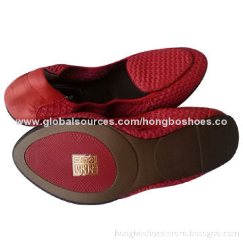 Dress Ballerina Shoes, Flat Folding Sole, Pointed Toe, Woven Leather Upper